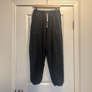 Aerie Black Ribbed Jogger Sweatpants with Drawstring Womens Size Small